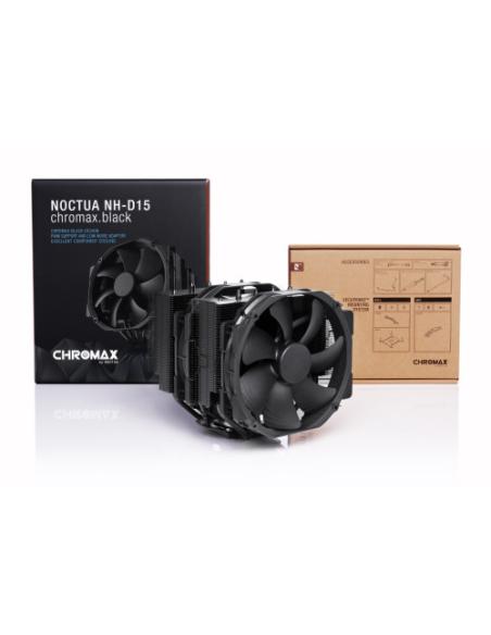 NOCTUA COOLER CPU NH-D15 CHROMAX.BLACK [NH-D15 CH.BK], 6 HEATPIPES DUAL TOWER, 2X NF-A15 140MM FAN PWM, INTEL LGA1851, LGA1700, 