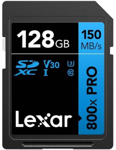 LEXAR 128GB PROFESSIONAL 800X PRO SDXC UHS-I CARDS, UP TO 150MB/S READ 45MB/S WRITE C10 V30 U3