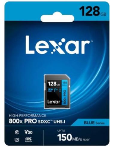 LEXAR 128GB PROFESSIONAL 800X PRO SDXC UHS-I CARDS, UP TO 150MB/S READ 45MB/S WRITE C10 V30 U3