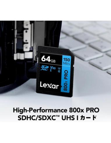 LEXAR 64GB PROFESSIONAL 800X PRO SDXC UHS-I CARDS, UP TO 150MB/S READ, C10 V30 U3