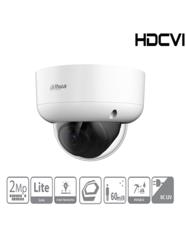 (DH-HAC-HDBW1200RAP-Z-2712-S6) DAHUA CÁMARA HÍBRIDA DOMO HDCVI 2MP ANTIVANDÁLICA VARIFOCAL 2.7-12MM