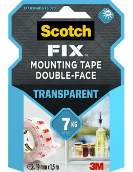 ROLLO CINTA DE MONTAJE DOBLE CARA TRANSPARENTE 19 MM X 1,5M HASTA 7KG FIX 4910C-1915-P SCOTCH 7100261816