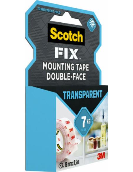 ROLLO CINTA DE MONTAJE DOBLE CARA TRANSPARENTE 19 MM X 1,5M HASTA 7KG FIX 4910C-1915-P SCOTCH 7100261816