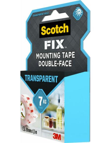 ROLLO CINTA DE MONTAJE DOBLE CARA TRANSPARENTE 19 MM X 1,5M HASTA 7KG FIX 4910C-1915-P SCOTCH 7100261816