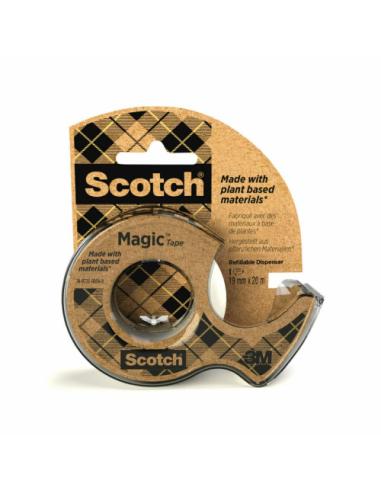 ROLLO CINTA INVISIBLE 19MM X 20M MAGICDE ORIGEN VEGETAL CON DISPENSADOR RECICLADO 9-1920D SCOTCH 7100082821