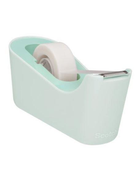 DISPENSADOR PORTARROLLOS C18 DE SOBREMESA COLOR MENTA CON ROLLO CINTA INVISIBLE 19MM X 33M MAGIC C18-M SCOTCH 7100180400