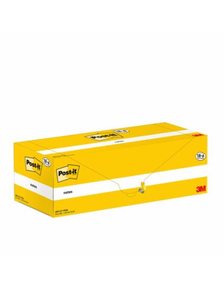 PACK 18+6 BLOCS 100 HOJAS NOTAS ADHESIVAS 76X127MM CANARY YELLOW CAJA CARTÓN 655-CY-VP24 POST-IT 7100317836