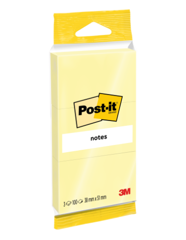 PACK 3 BLOCS 100 HOJAS NOTAS ADHESIVAS 38X51MM AMARILLO 6810 POST-IT 7100172242