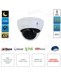 (DH-IPC-HDBW2841EP-S-0280B) DAHUA CÁMARA IP DOMO ANTIVANDÁLICO WIZSENSE LITE SERIE 2 8MP IR 30M WDR SOPORTA MICROSD 256GB CON IN 2