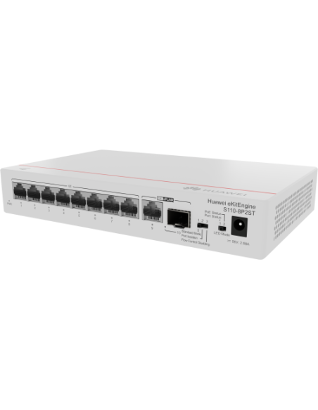 HUAWEI S110-8P2ST ( 8 10/100/1000 BASE-T PORTS POE+ 1GE SFP PORT, 1*10/100/ 100BASE T PORT, AC POWER, POWER ADAPTER)