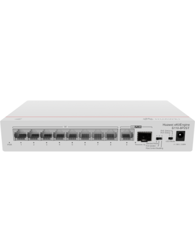 HUAWEI S110-8P2ST ( 8 10/100/1000 BASE-T PORTS POE+ 1GE SFP PORT, 1*10/100/ 100BASE T PORT, AC POWER, POWER ADAPTER)