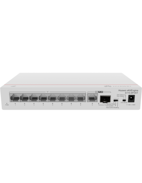 HUAWEI S110-8P2ST ( 8 10/100/1000 BASE-T PORTS POE+ 1GE SFP PORT, 1*10/100/ 100BASE T PORT, AC POWER, POWER ADAPTER)