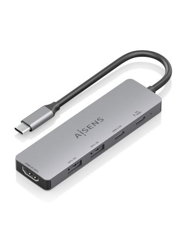 DOCK AISENS USB-C 5 EN 1 USB-C A HDMI 2USBA USBC USBC PD GRIS 15CM ASUC-5P028-GR
