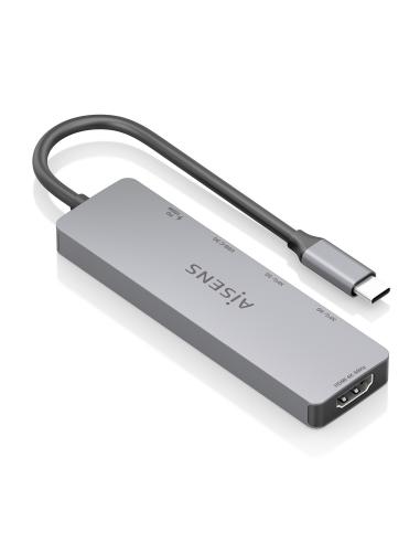 DOCK AISENS USB-C 5 EN 1 USB-C A HDMI 2USBA USBC USBC PD GRIS 15CM ASUC-5P028-GR