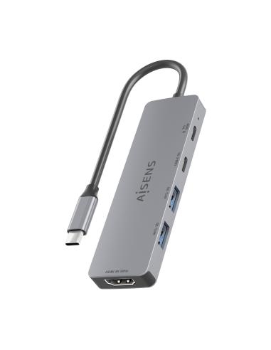 DOCK AISENS USB-C 5 EN 1 USB-C A HDMI 2USBA USBC USBC PD GRIS 15CM ASUC-5P028-GR