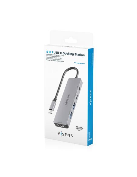 DOCK AISENS USB-C 5 EN 1 USB-C A HDMI 2USBA USBC USBC PD GRIS 15CM ASUC-5P028-GR