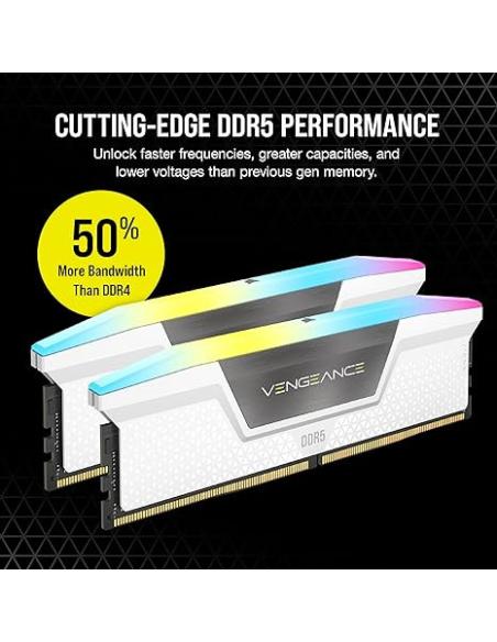 MEMORIA CORSAIR DDR5 64GB 2X32GB PC5600 VENGEANCE RGB BLANCA CMH64GX5M2B5600C40W