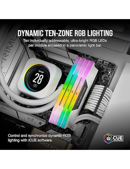 MEMORIA CORSAIR DDR5 64GB 2X32GB PC5600 VENGEANCE RGB BLANCA CMH64GX5M2B5600C40W