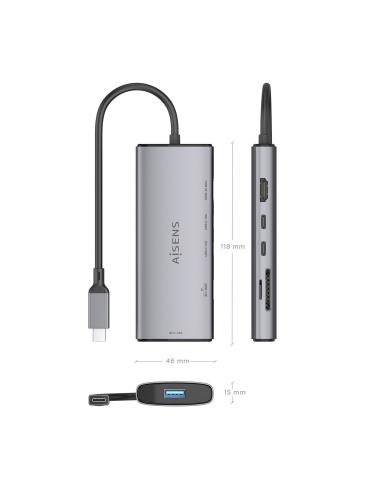 DOCK USB-C 6 EN 1 USB-C A HDMI USB-A 2USB-C SD MICROSD 20CM AISENS ASUC-6P029-GR