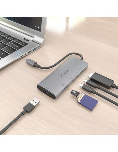 DOCK USB-C 6 EN 1 USB-C A HDMI USB-A 2USB-C SD MICROSD 20CM AISENS ASUC-6P029-GR