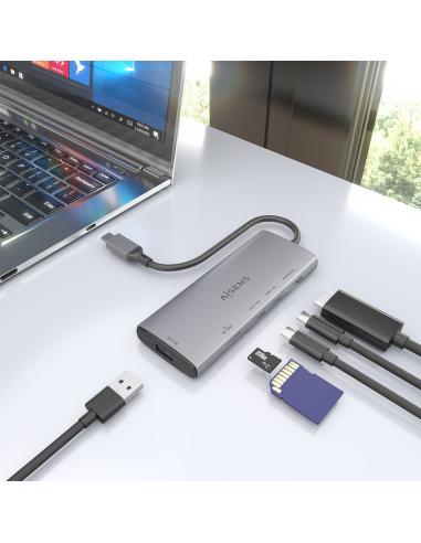 DOCK USB-C 6 EN 1 USB-C A HDMI USB-A 2USB-C SD MICROSD 20CM AISENS ASUC-6P029-GR