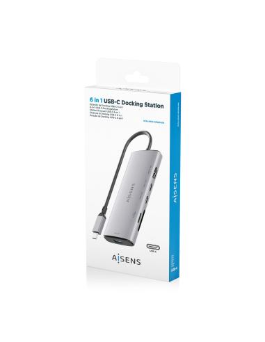 DOCK USB-C 6 EN 1 USB-C A HDMI USB-A 2USB-C SD MICROSD 20CM AISENS ASUC-6P029-GR