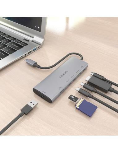 DOCK USB-C 7-1 USBC A HDMI USBA 2USBC SD MICROSD USBC 20CM AISENS ASUC-7P031-GR