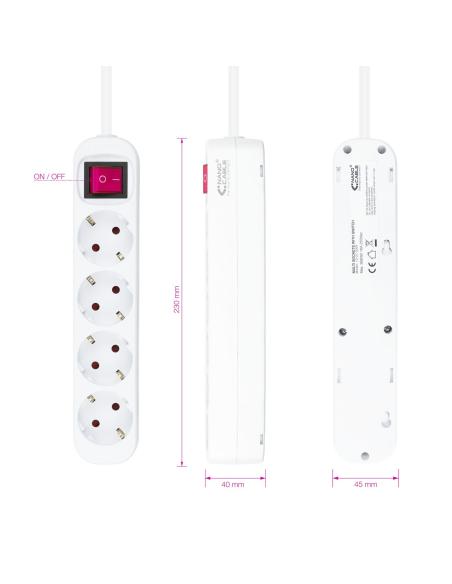 REGLETA 4 SALIDAS NANOCABLE CINTERRUPTOR CPROTEC 1.4M BLANCO 10.37.0004