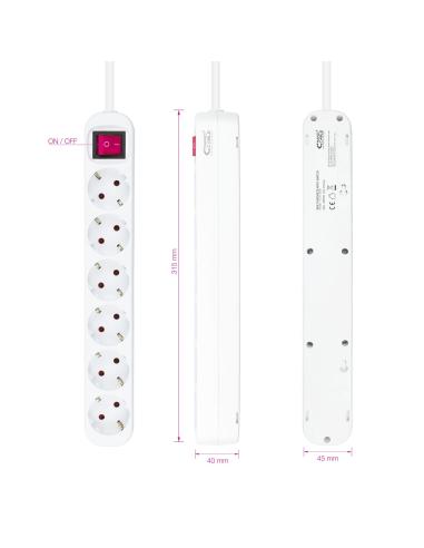 REGLETA 6 SALIDAS NANOCABLE CINTERRUPTOR CPROTEC 1.4M BLANCO 10.37.0006