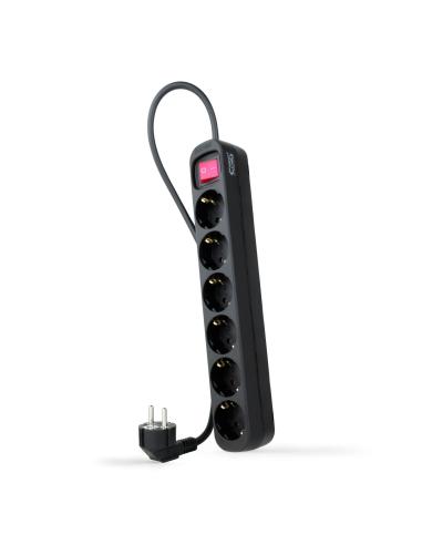 REGLETA 6 SALIDAS NANOCABLE CINTERRUPTOR CPROTEC 1.4M NEGRO 10.37.0006-BK