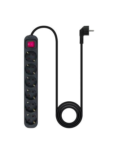 REGLETA 6 SALIDAS NANOCABLE CINTERRUPTOR CPROTEC 1.4M NEGRO 10.37.0006-BK
