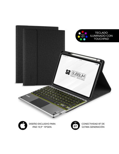 SUBBLIM Funda con Teclado Retroiluminado KEYTAB Pro BT Touchpad Ipad 10,9" 10a Gen Black