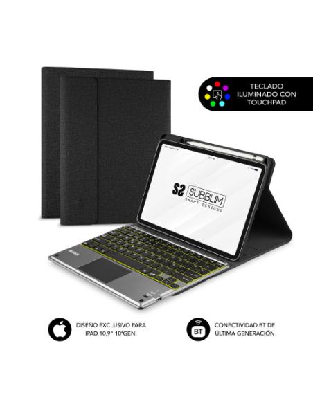 SUBBLIM Funda con Teclado Retroiluminado KEYTAB Pro BT Touchpad Ipad 10,9" 10a Gen Black