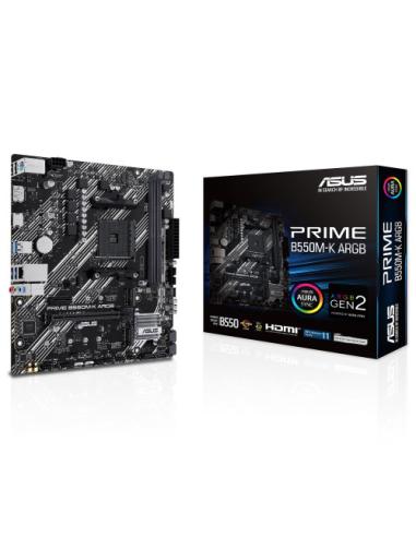 PLACA ASUS PRIME B550M-K ARGB,AMD,AM4,B550,2DDR4,64GB,DP+HDMI,GBLAN,4SATA3+2XM.2,6USB3.2,MATX