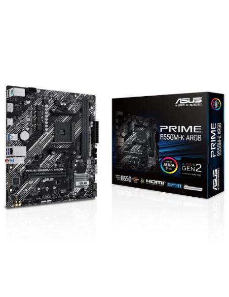 PLACA ASUS PRIME B550M-K ARGB,AMD,AM4,B550,2DDR4,64GB,DP+HDMI,GBLAN,4SATA3+2XM.2,6USB3.2,MATX