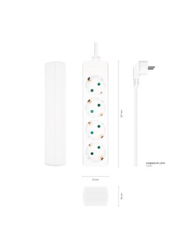 REGLETA 4 SALIDAS AISENS SIN INTERRUPTOR CON CABLE 3X1.5MM2 BLANC 1.4M A154-0533