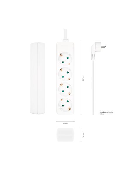REGLETA 4 SALIDAS AISENS SIN INTERRUPTOR CON CABLE 3X1.5MM2 BLANC 1.4M A154-0533