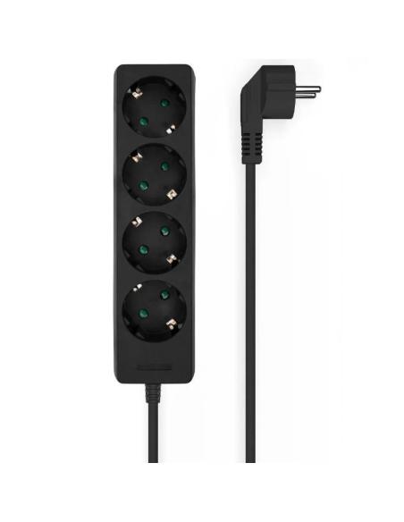 REGLETA 4 SALIDAS AISENS SIN INTERRUPTOR CON CABLE 3X1.5MM2 NEGRO 1.4M A154-0534