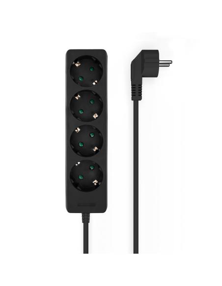 REGLETA 4 SALIDAS AISENS SIN INTERRUPTOR CON CABLE 3X1.5MM2 NEGRO 1.4M A154-0534