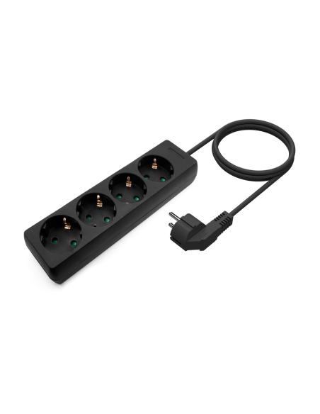 REGLETA 4 SALIDAS AISENS SIN INTERRUPTOR CON CABLE 3X1.5MM2 NEGRO 1.4M A154-0534