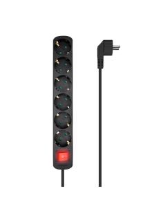 REGLETA 6 SALIDAS AISENS CINTERRUPTOR CON CABLE 3X1.5MM2 NEGRO 1.4M A154-0536 2