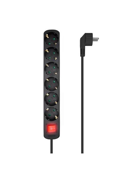 REGLETA 6 SALIDAS AISENS CINTERRUPTOR CON CABLE 3X1.5MM2 NEGRO 1.4M A154-0536