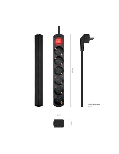 REGLETA 6 SALIDAS AISENS CINTERRUPTOR CON CABLE 3X1.5MM2 NEGRO 1.4M A154-0536