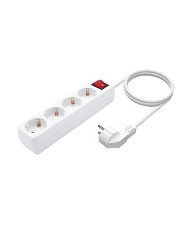 REGLETA 4 SALIDAS CON INTERRUPTOR CABLE 3X1.5MM2 BLANCO 1.4M AISENS A154-0649