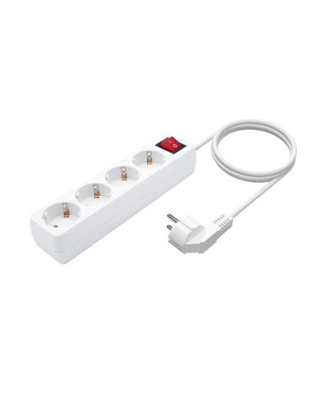 REGLETA 4 SALIDAS CON INTERRUPTOR CABLE 3X1.5MM2 BLANCO 1.4M AISENS A154-0649