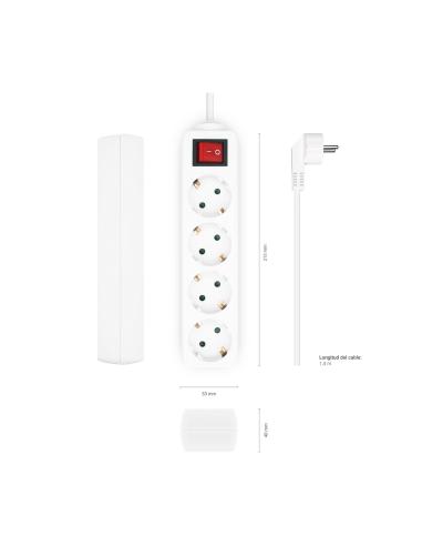 REGLETA 4 SALIDAS CON INTERRUPTOR CABLE 3X1.5MM2 BLANCO 1.4M AISENS A154-0649