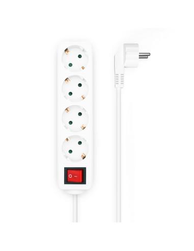 REGLETA 4 SALIDAS CON INTERRUPTOR CABLE 3X1.5MM2 BLANCO 1.4M AISENS A154-0649