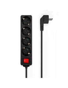 REGLETA 4 SALIDAS CON INTERRUPTOR CABLE 3X1.5MM2 NEGRO 1.4M AISENS A154-0650