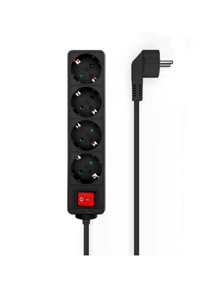REGLETA 4 SALIDAS CON INTERRUPTOR CABLE 3X1.5MM2 NEGRO 1.4M AISENS A154-0650