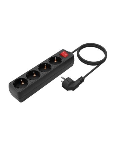 REGLETA 4 SALIDAS CON INTERRUPTOR CABLE 3X1.5MM2 NEGRO 1.4M AISENS A154-0650